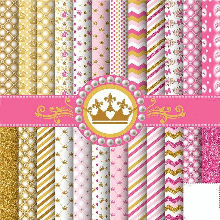 Kit Digital Papeis Realeza Rosa  1