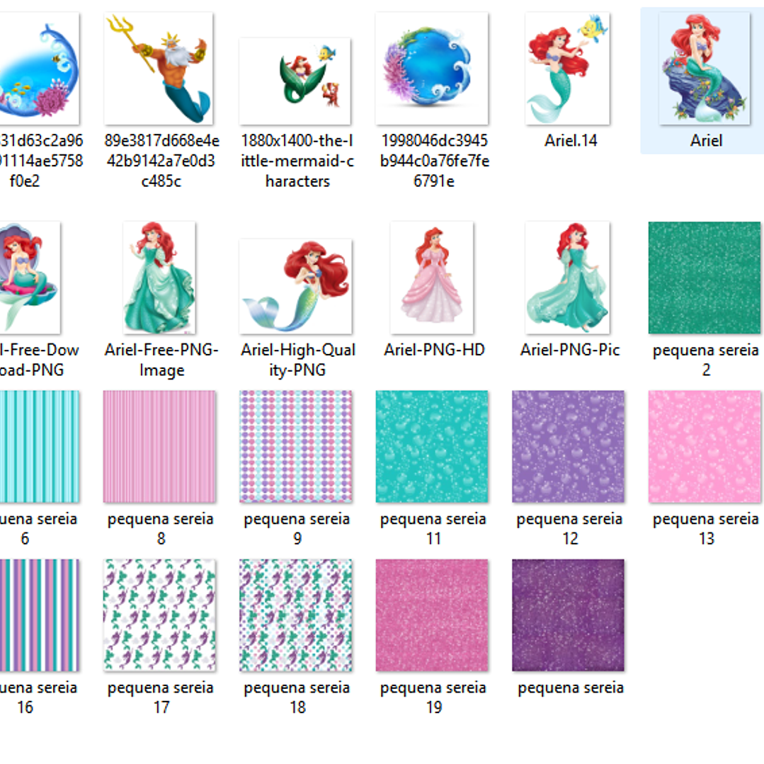 Kit Digital Papeis Sereia Ariel 2