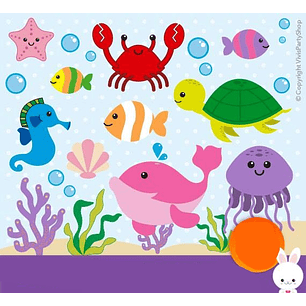 Kit Digital Peixinhos Fundo do Mar 