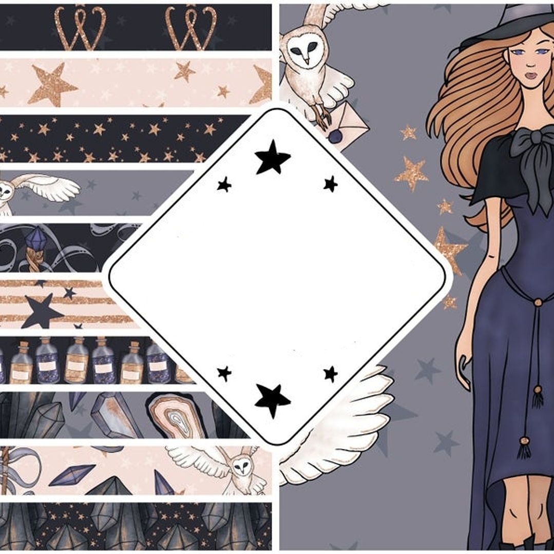 Kit Digital Papeis Bruxa Glamurosa  1