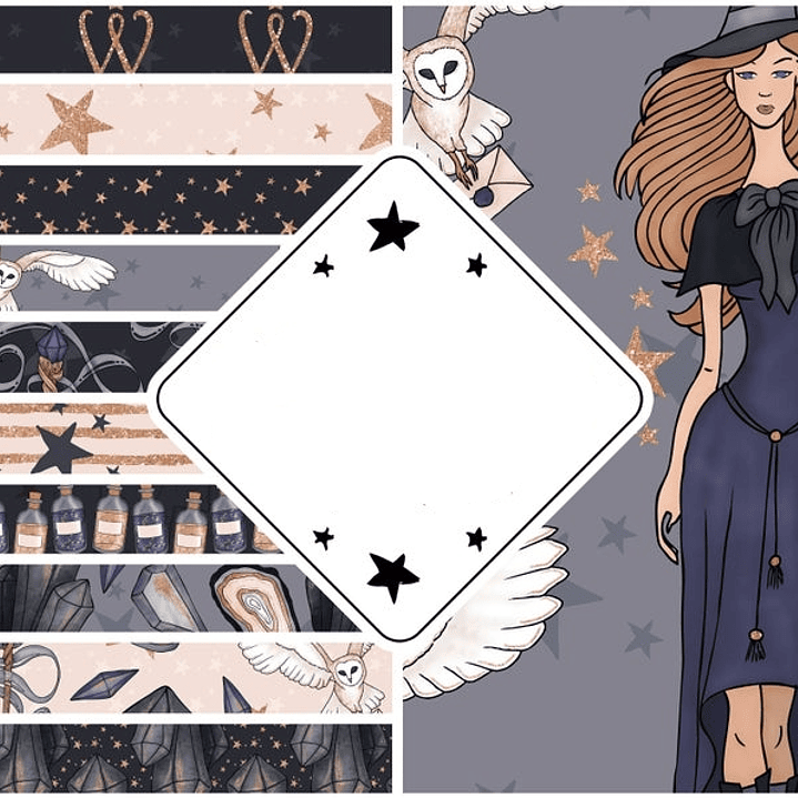 Kit Digital Papeis Bruxa Glamurosa  1