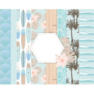 Kit Digital Papeis Praia Azul 