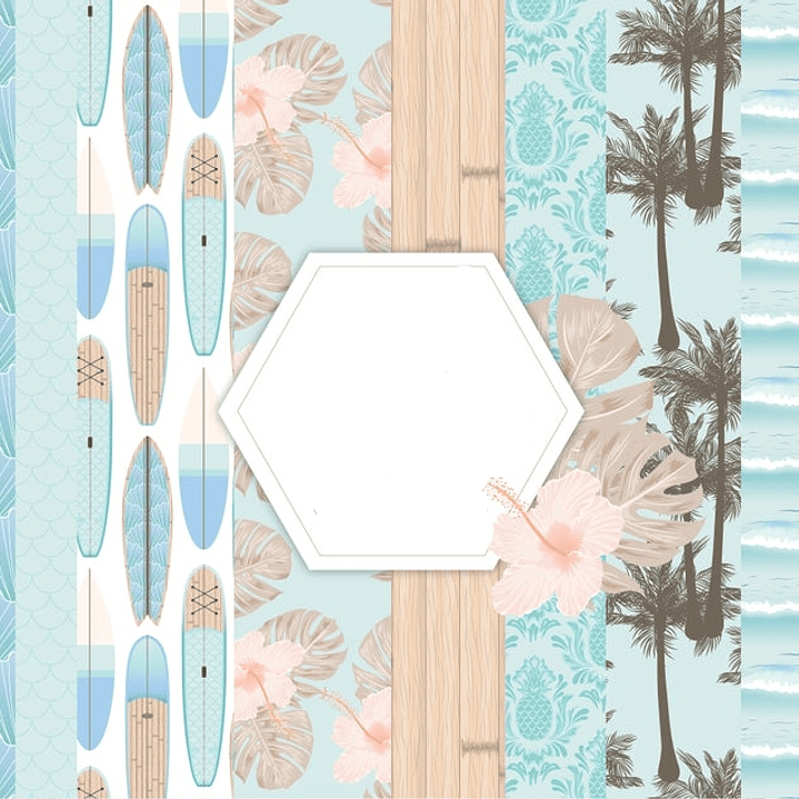 Kit Digital Papeis Praia Azul  1