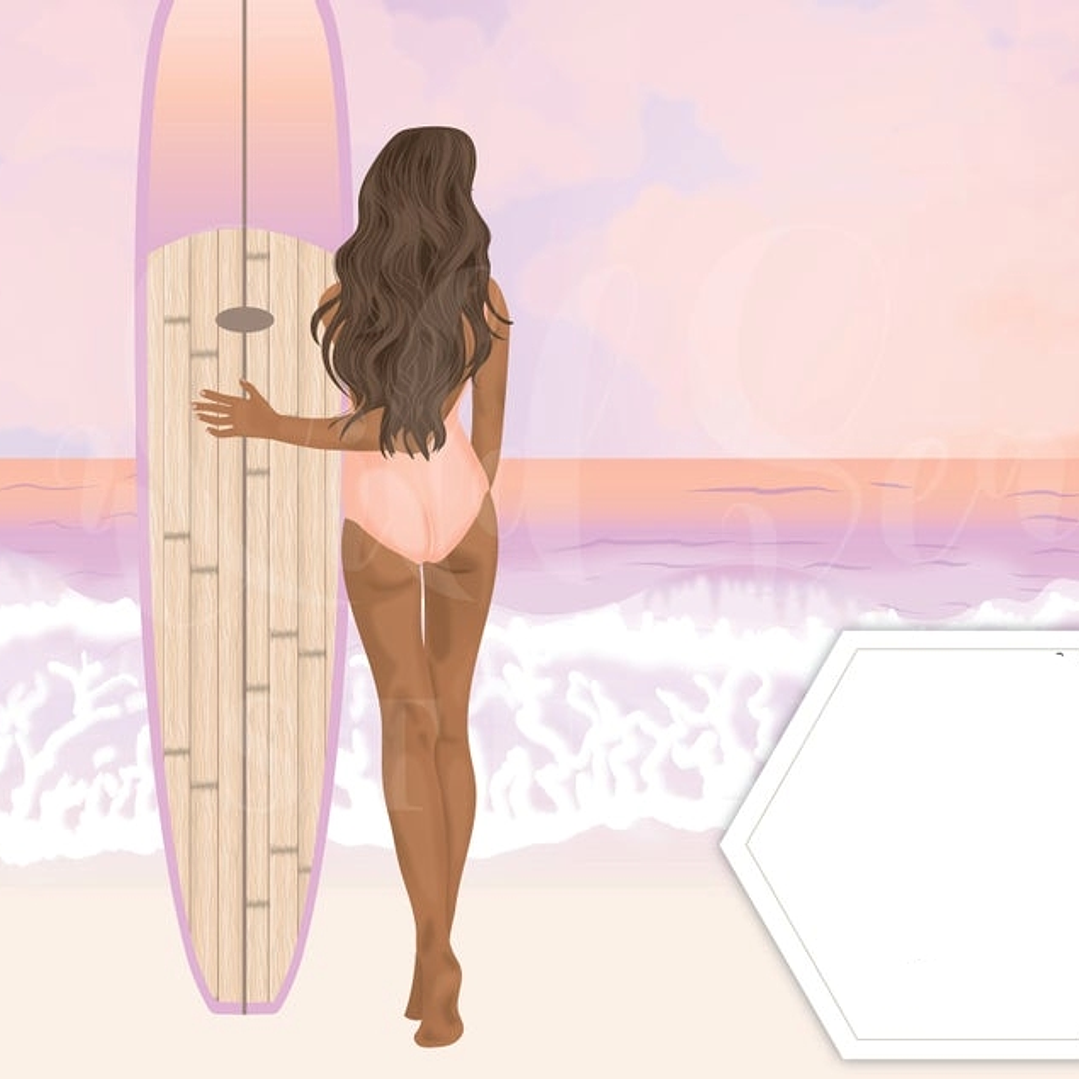 Kit Digital Menina do Surf Rosa  1