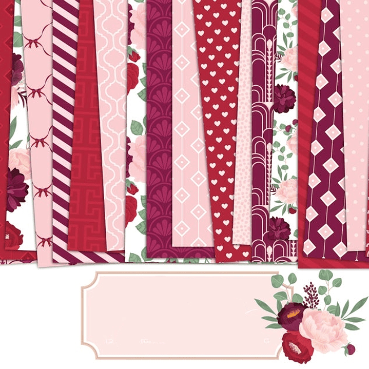 Kit Digital Papeis Florido Vermelho  1