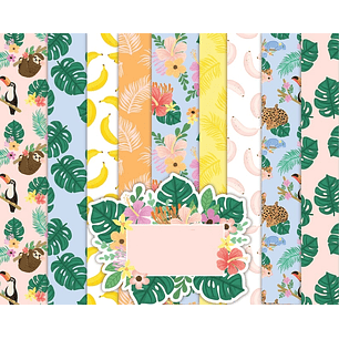 Kit Digital Papeis Animais Selva 