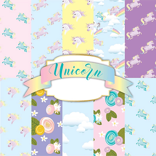 Kit Digital Papeis Unicornio 