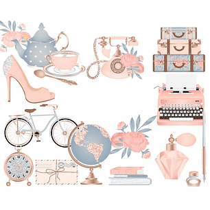 Kit Digital Acessorios Garota Viagem 