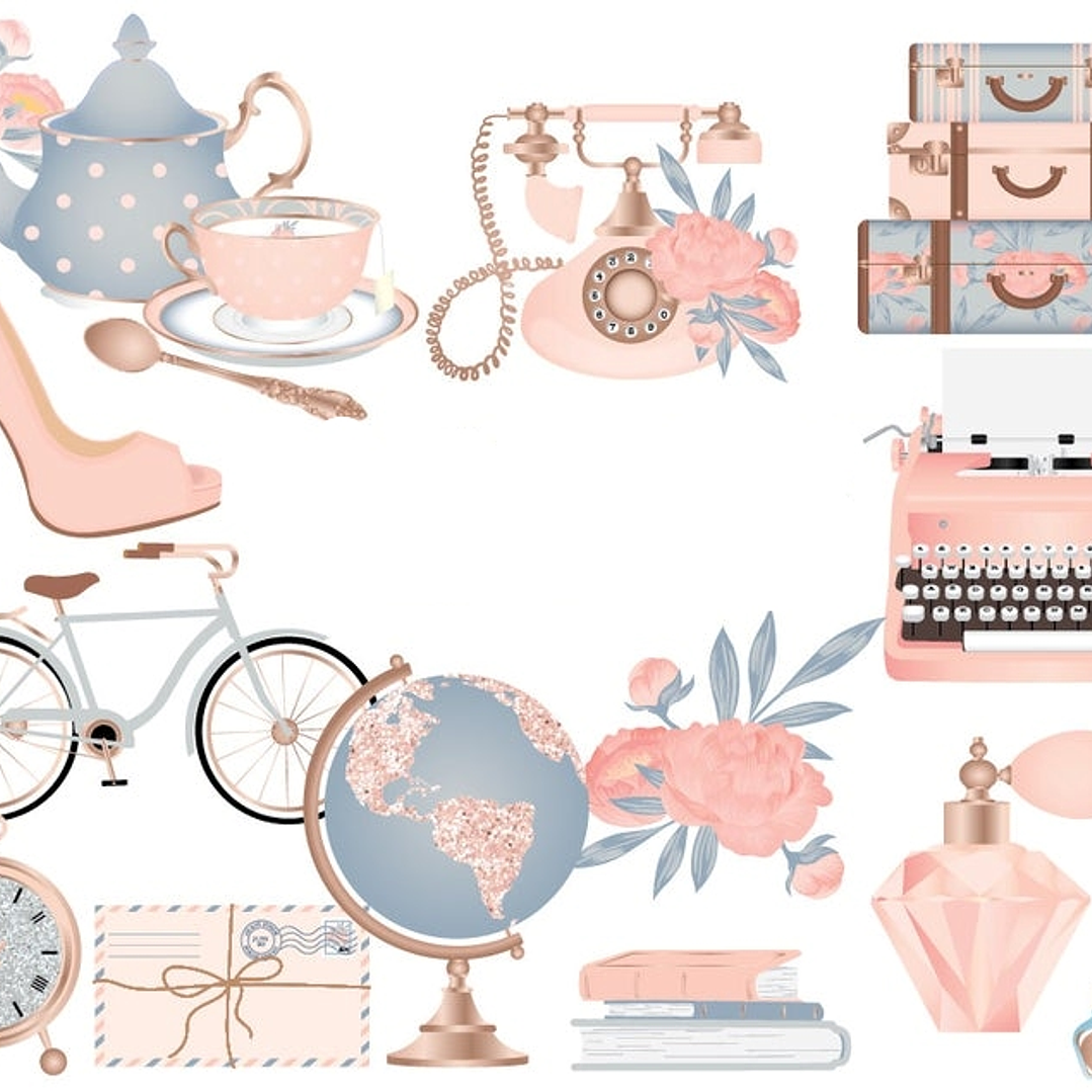 Kit Digital Acessorios Garota Viagem  1