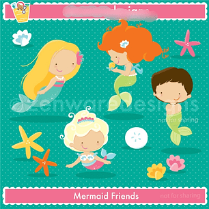 Kit Digital Fundo do Mar Sereias e Tritão 