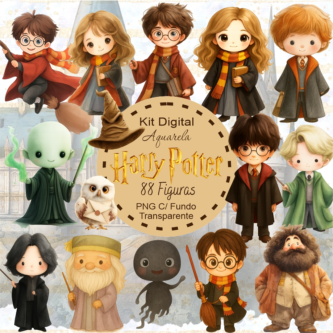 Kit Digital Harry Potter Aquarela 1