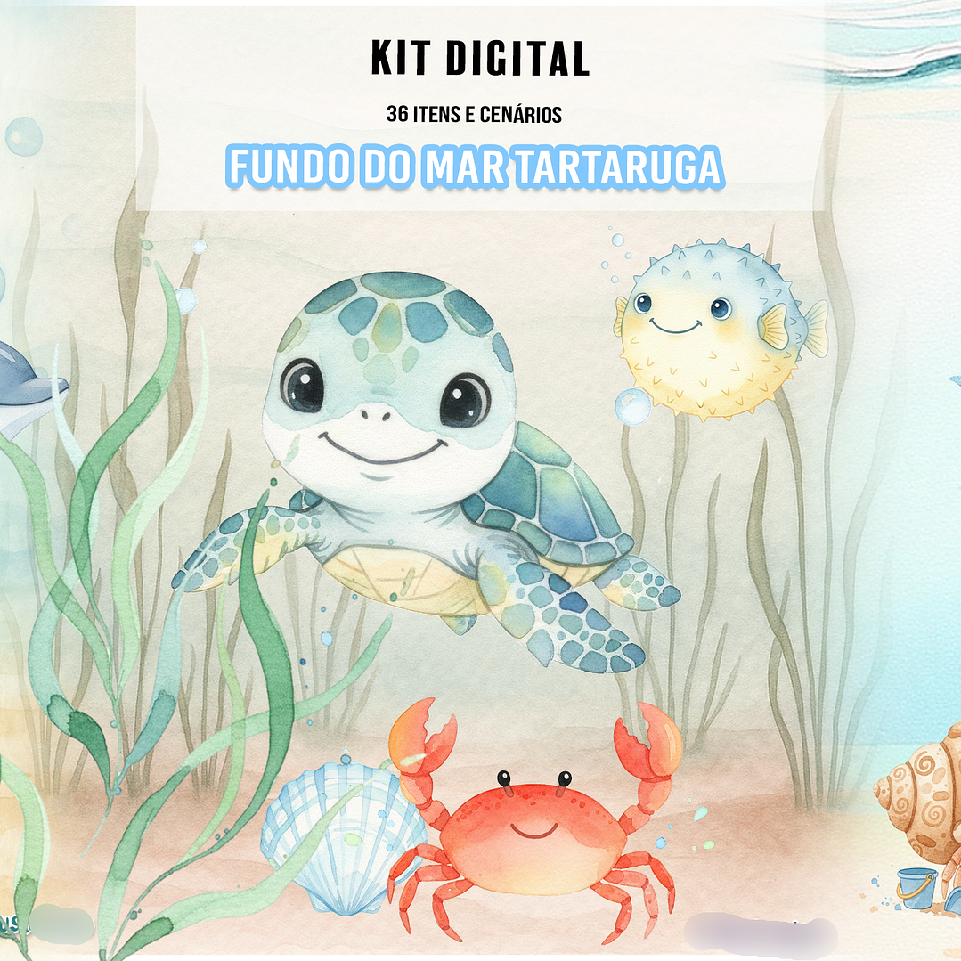 Kit Digital Fundo do Mar Tartaruga  1