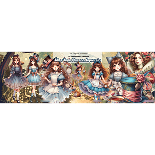 Kit Digital Alice no País das Maravilhas Aquarela
