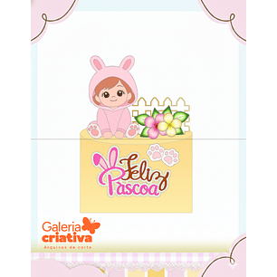 Arquivo Topo de Bolo Páscoa Menina Flores