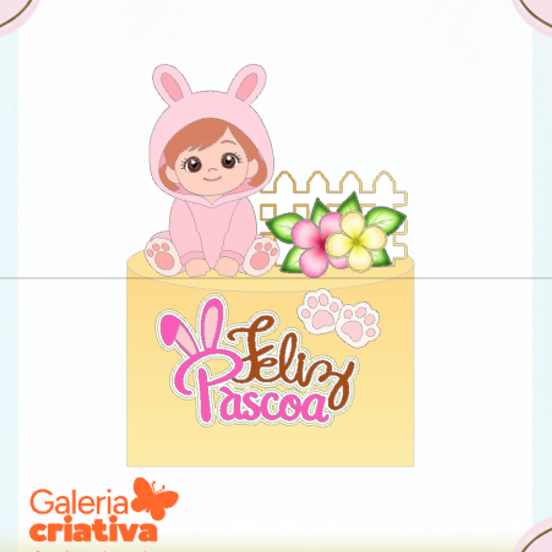 Arquivo Topo de Bolo Páscoa Menina Flores 1