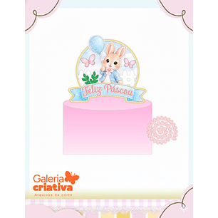 Arquivo Topo de Bolo Páscoa Circular Coelha