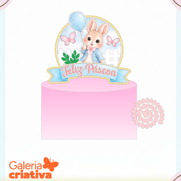 Arquivo Topo de Bolo Páscoa Circular Coelha 1