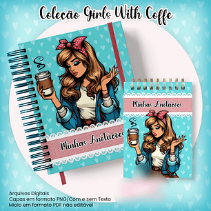 Arquivo Caderno Pautado A5+Bloquinho A6 – Coleção Girls With Coffe