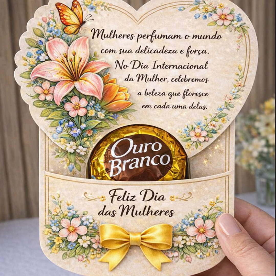 Arquivo Dia da Mulher Cartão Porta Chocolate (Ouro Branco) 1