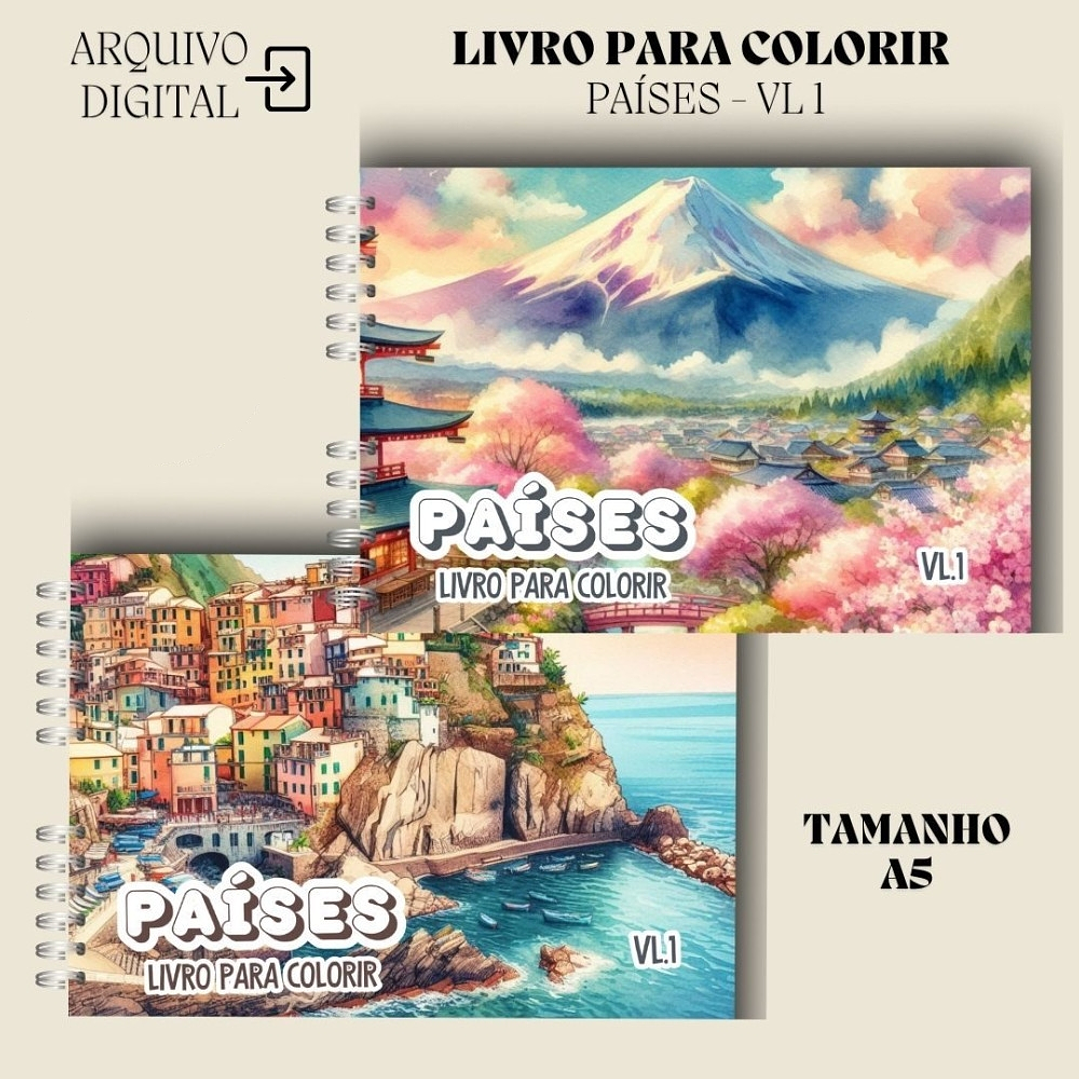 Arquivo Livro para Colorir (A5) Países 1