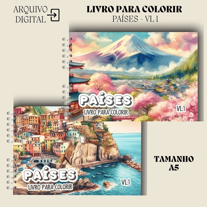 Arquivo Livro para Colorir (A5) Países 1