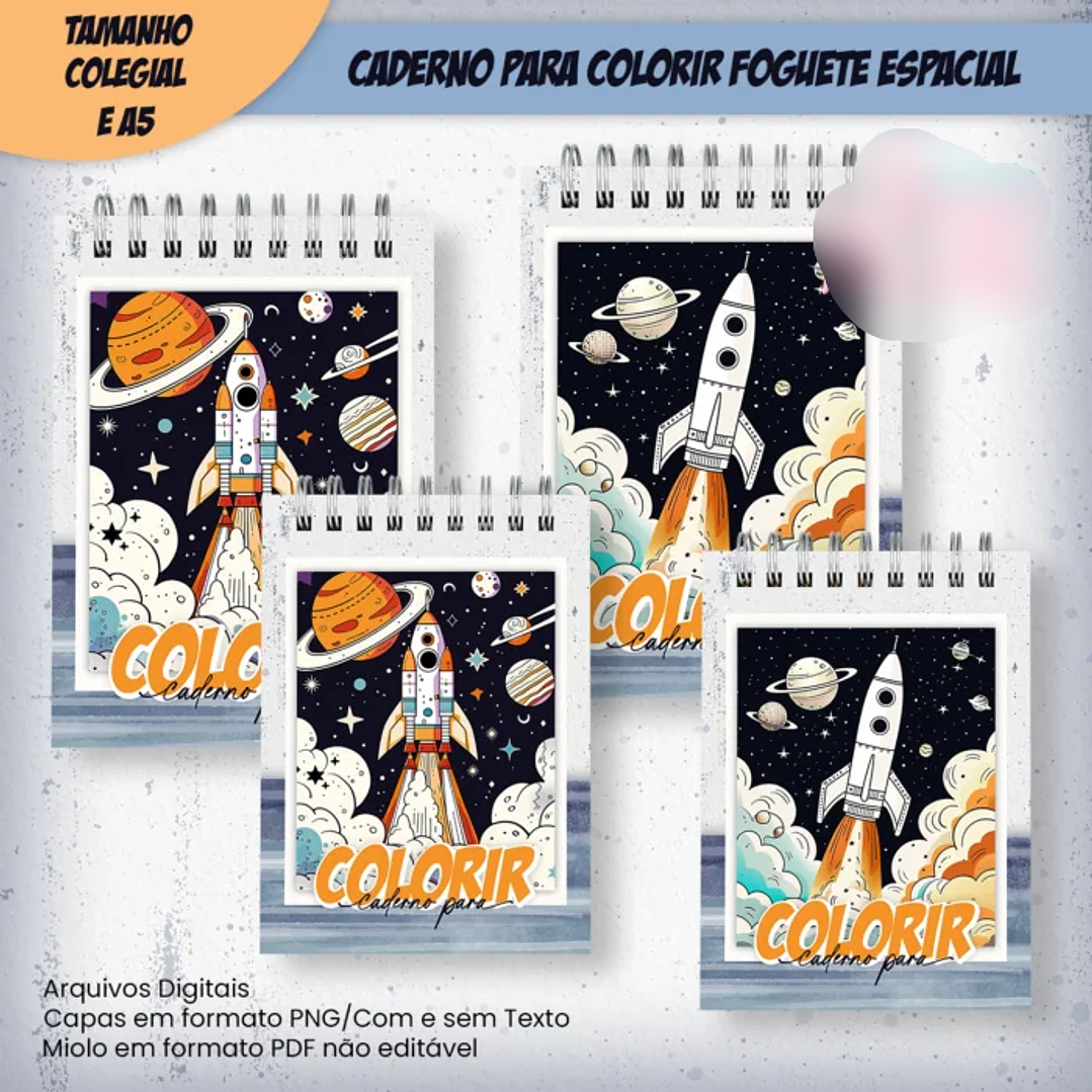 Arquivo Caderno Para Colorir Foguete Espacial – COLEGIAL e A5 1