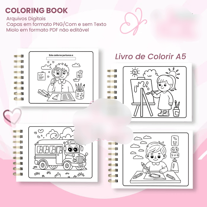 Arquivo Livro A5 de Colorir Horizontal Escola  2