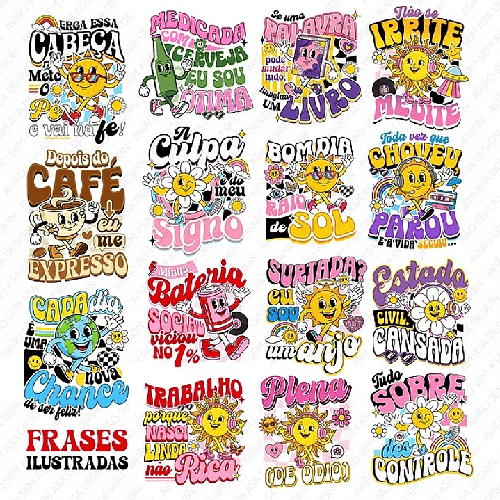 Arquivo Sublimação Coleção Frases Retrô  2