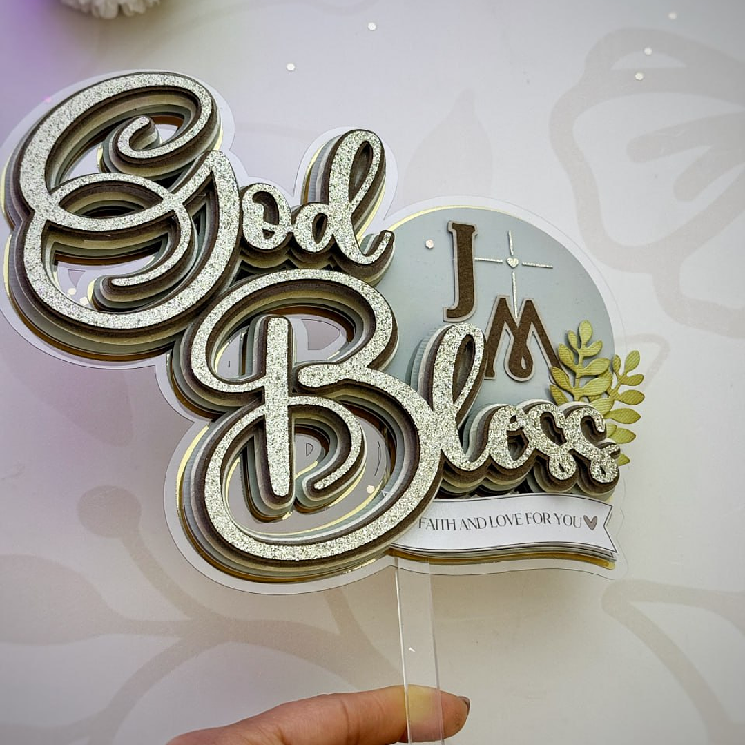 Arquivo de Corte Topo de Bolo Deus Abençoe  1