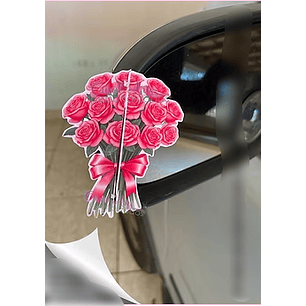 Arquivo Dia da Mulher Card Retrovisor Rosas Vermelhas 