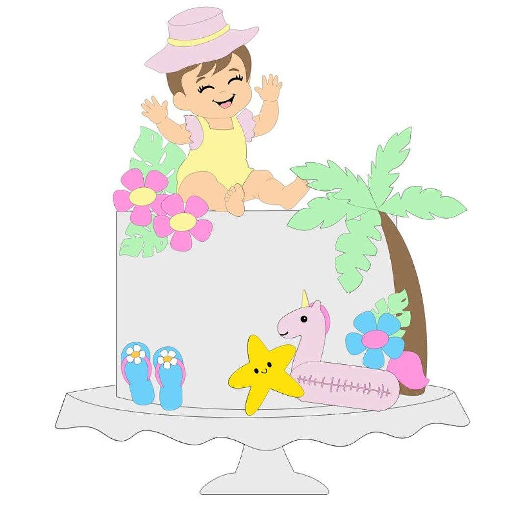 Arquivo Topo de Bolo Bebê Verão  1