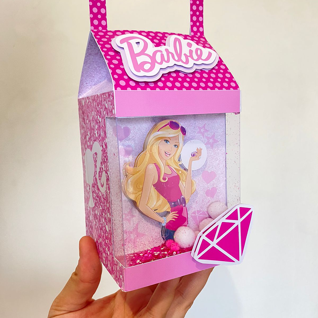 Arquivo de Corte Milk com Alça Vitrine Acetato Barbie 1