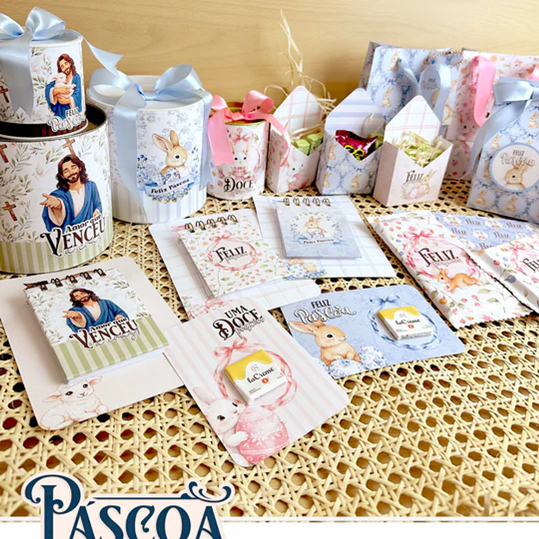 Arquivo Páscoa Combo Printables Coelhos + Jesus  1