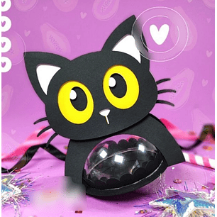 Arquivo de Corte Suporte Bola Acrilica Gato Preto  