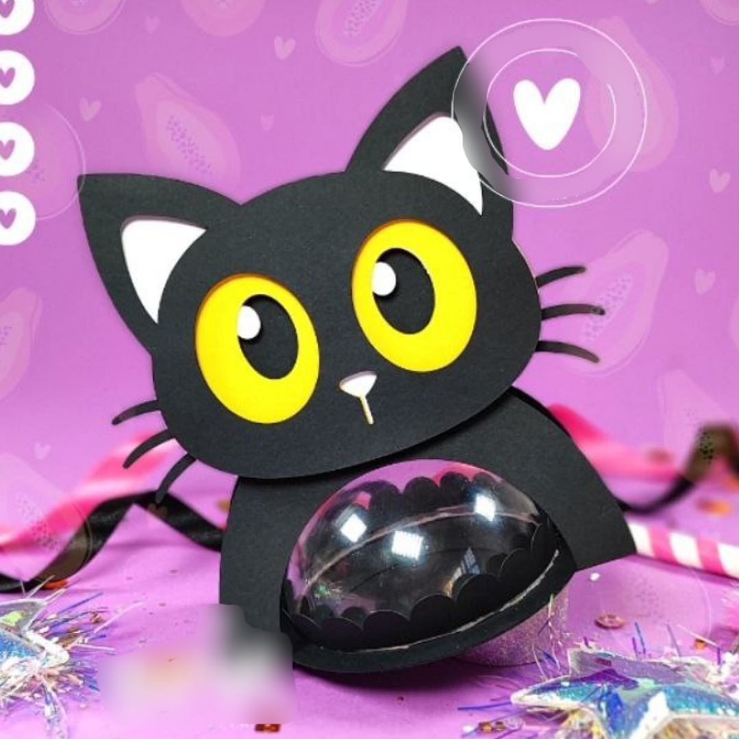 Arquivo de Corte Suporte Bola Acrilica Gato Preto   1