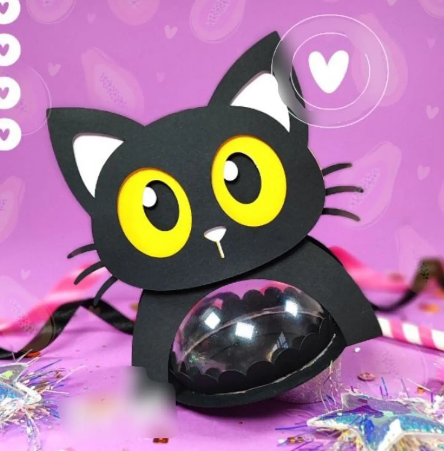 Arquivo de Corte Suporte Bola Acrilica Gato Preto   1