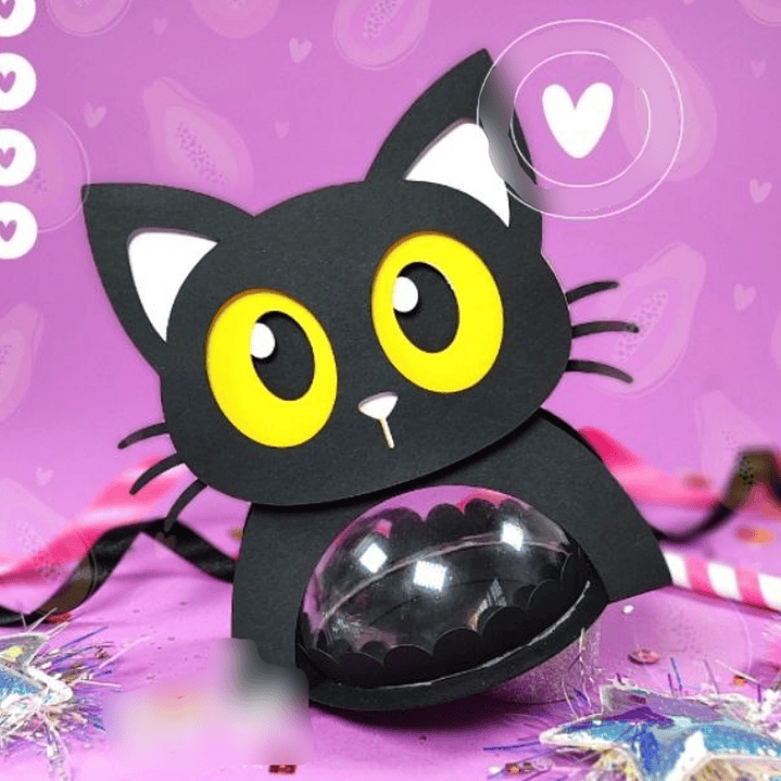 Arquivo de Corte Suporte Bola Acrilica Gato Preto   1