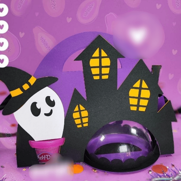 Arquivo de Corte Suporte Bola Acrilica E Playdoh Castelo E Fantasma  1