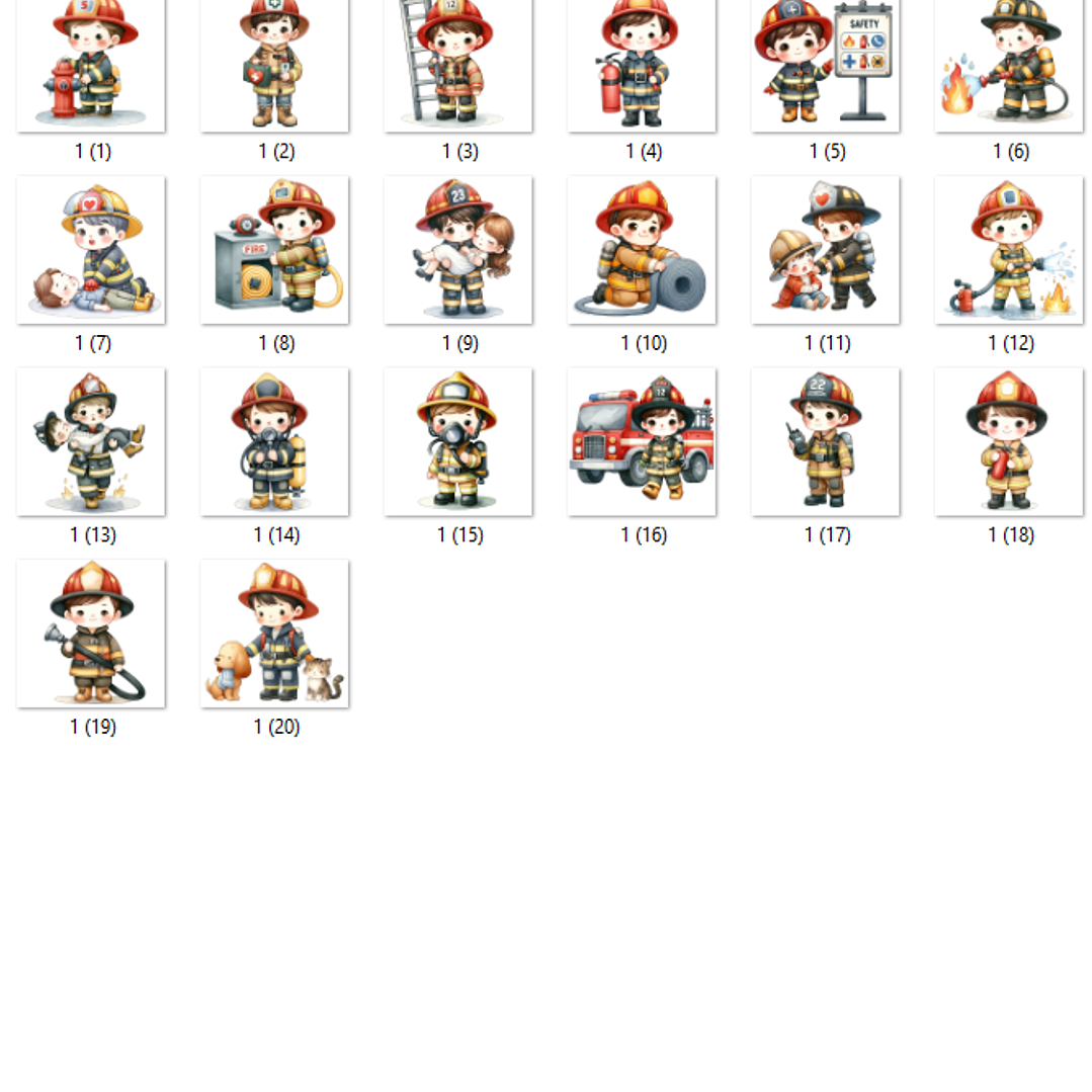 Kit Digital Bombeiro Aquarela Cute 2