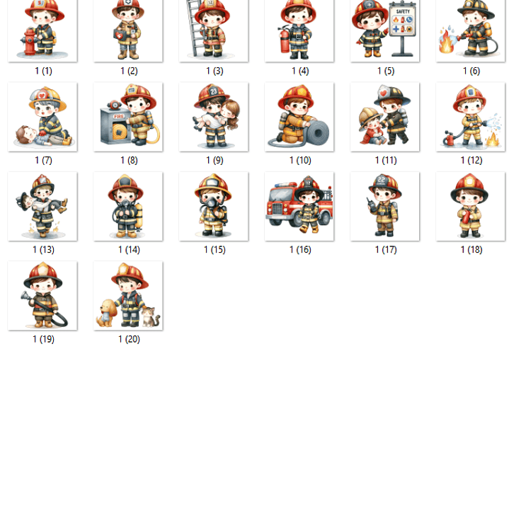 Kit Digital Bombeiro Aquarela Cute 2