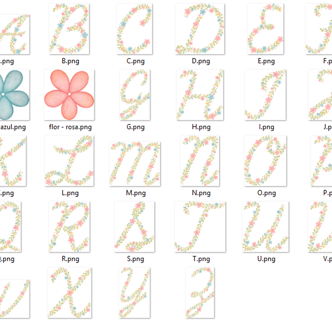 Kit Digital Alfabeto Florido Completo 4