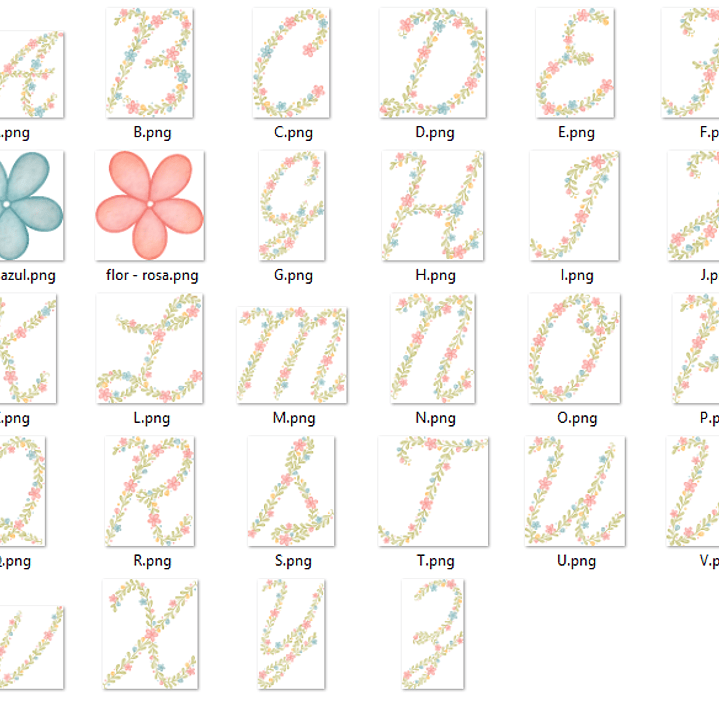 Kit Digital Alfabeto Florido Completo 4