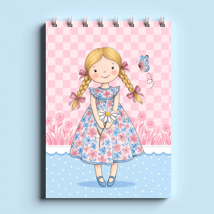 Arquivo Bloco Bonequinhas A6 Wire-O Espiral  6