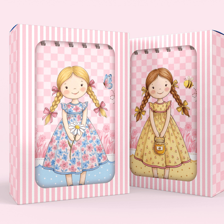 Arquivo Bloco Bonequinhas A6 Wire-O Espiral  15