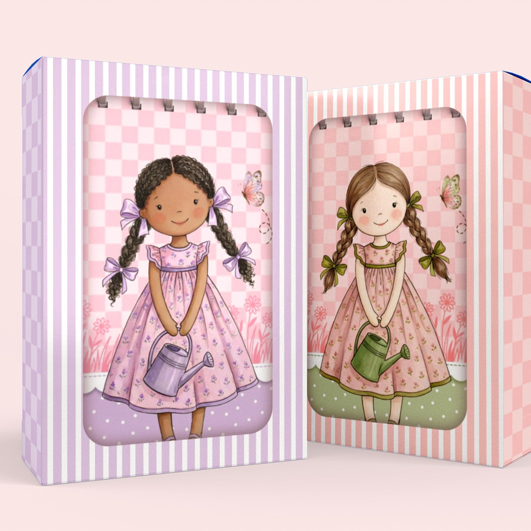 Arquivo Bloco Bonequinhas A6 Wire-O Espiral  16