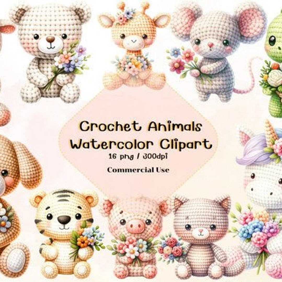 Kit Digital Animais de Crochê 1