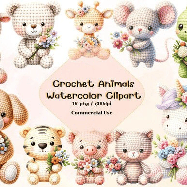 Kit Digital Animais de Crochê 1