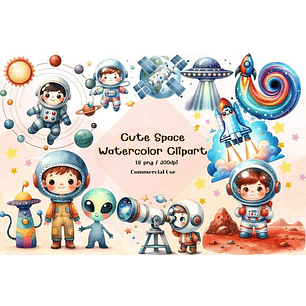 Kit Digital Astronauta Aquarela 