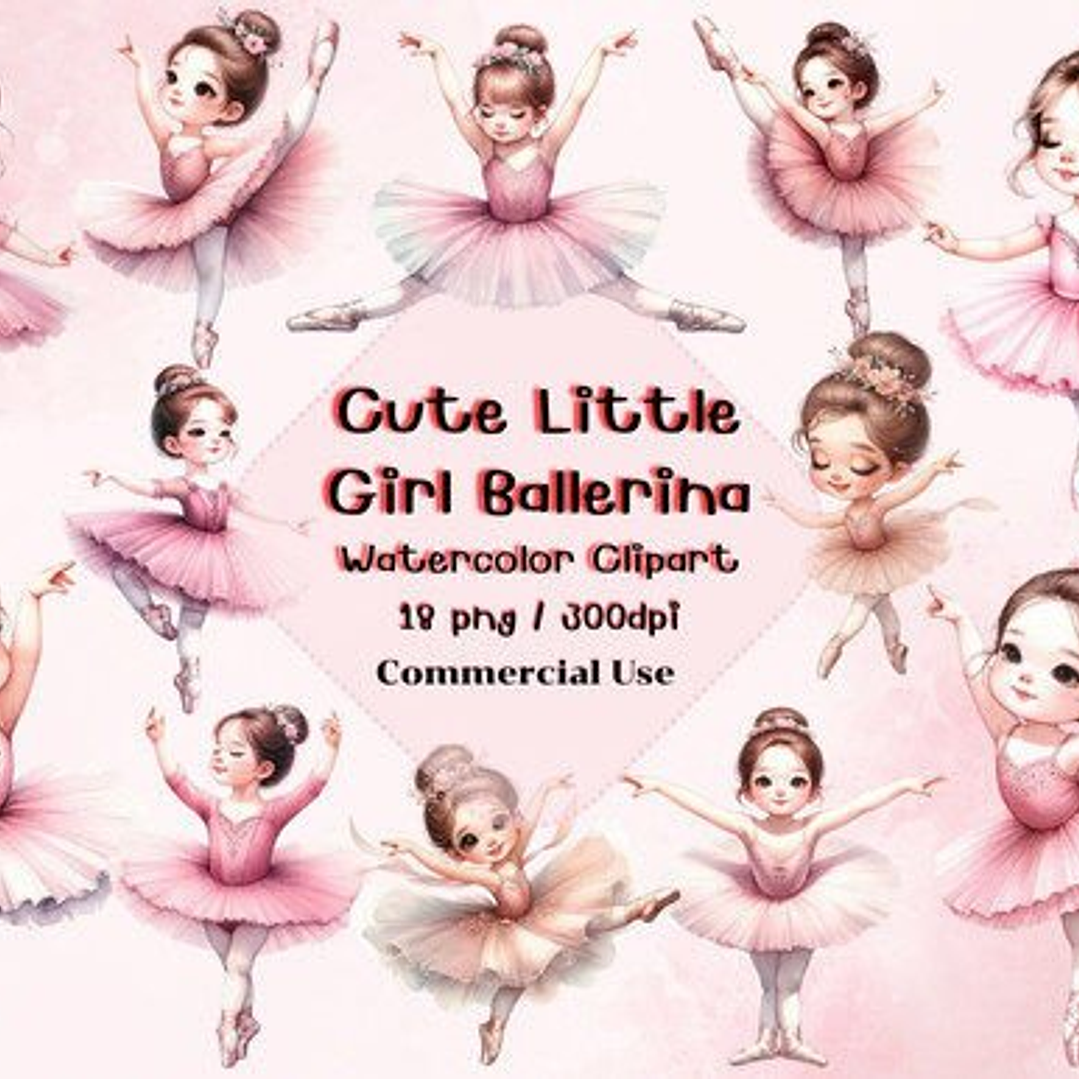 Kit Digital Bailarina Rosa Aquarela  1