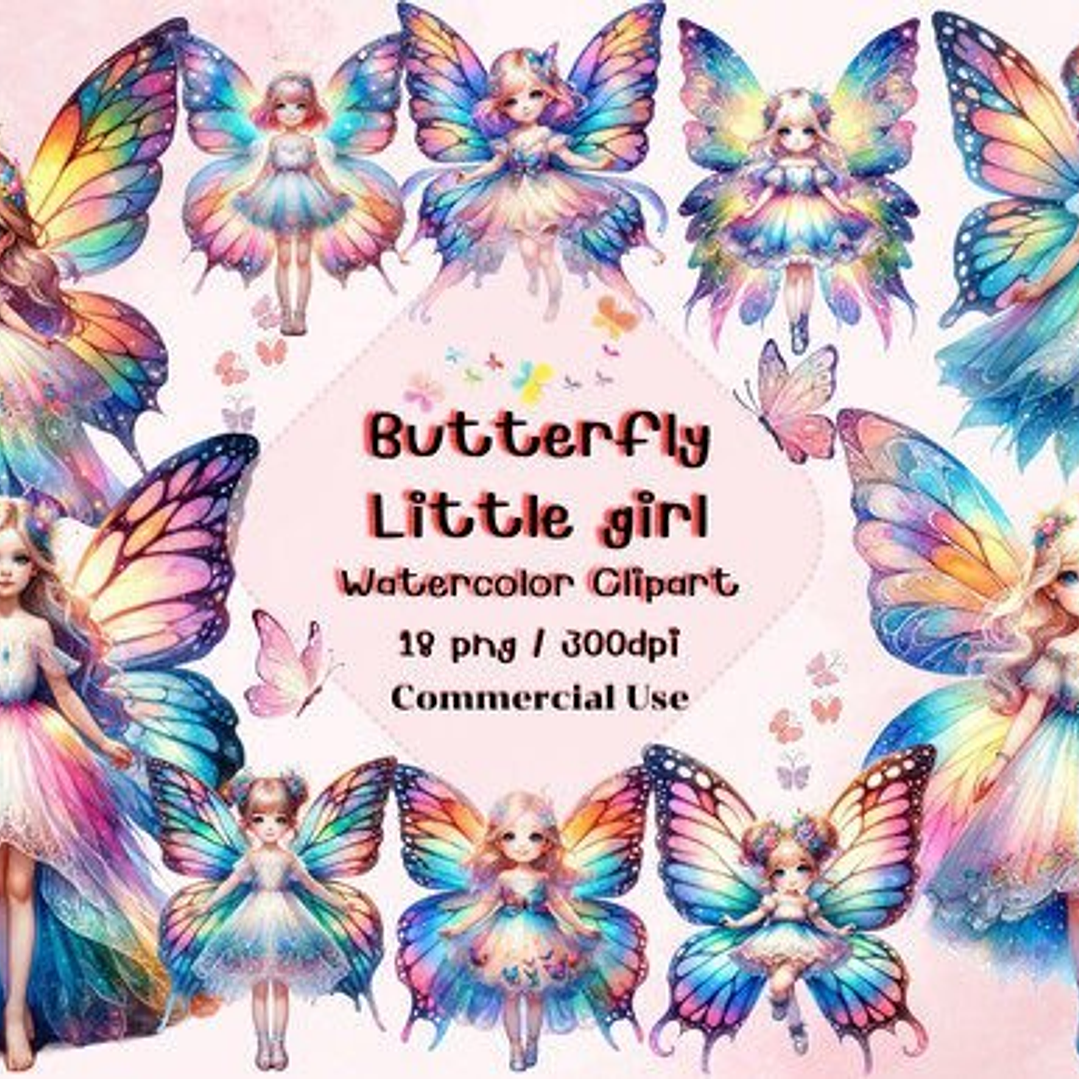 Kit Digital Borboleta Menina Fada  1